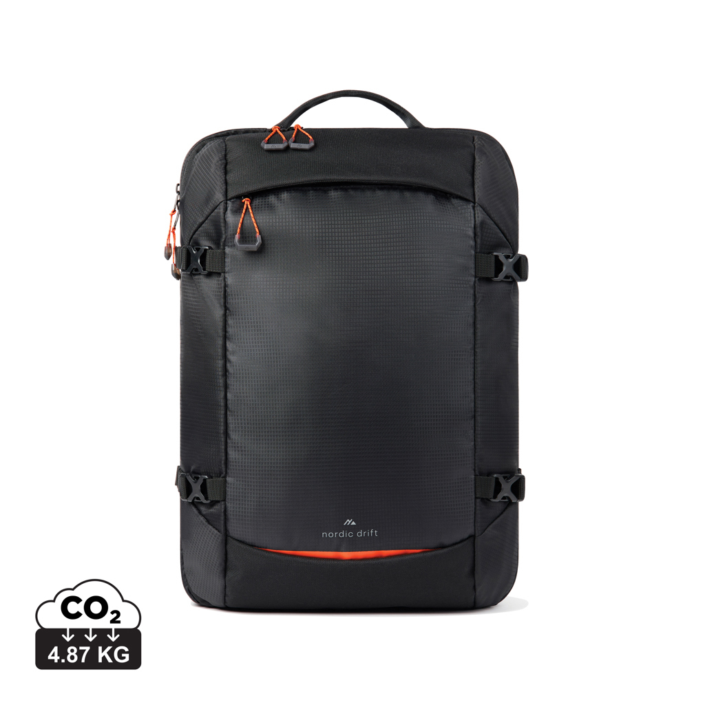 Sac à dos voyage rPET personnalisé avec compartiment 15,6’’ noir / Orange